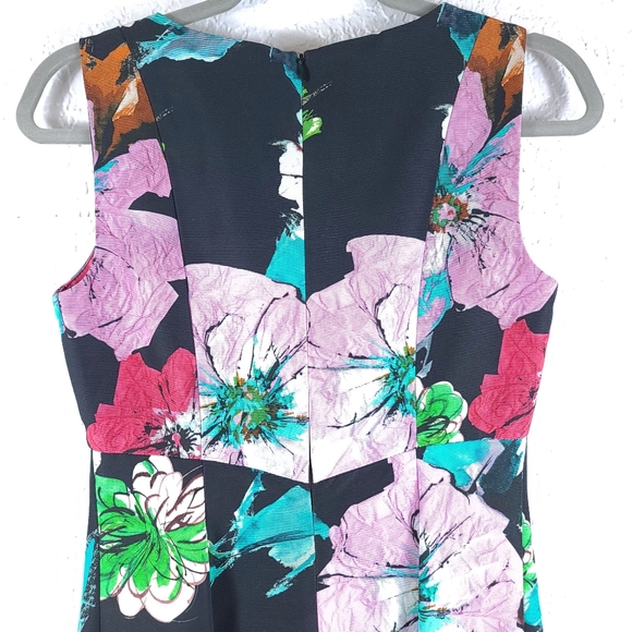 MILLY Black Floral Mini Sheath Cocktail Dress - Picture 15 of 15